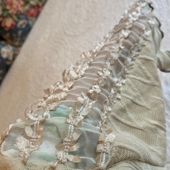 Vintage Textured Jacket Womens Large Light Tan Black Bows Mesh Artsy Lagenlook - Picture 9 of 17